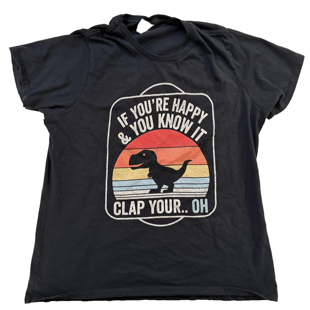 T-Rex Dinosaur Shirt Womens Extra Large Black‎ Funny Graphic Retro Tee Y2K